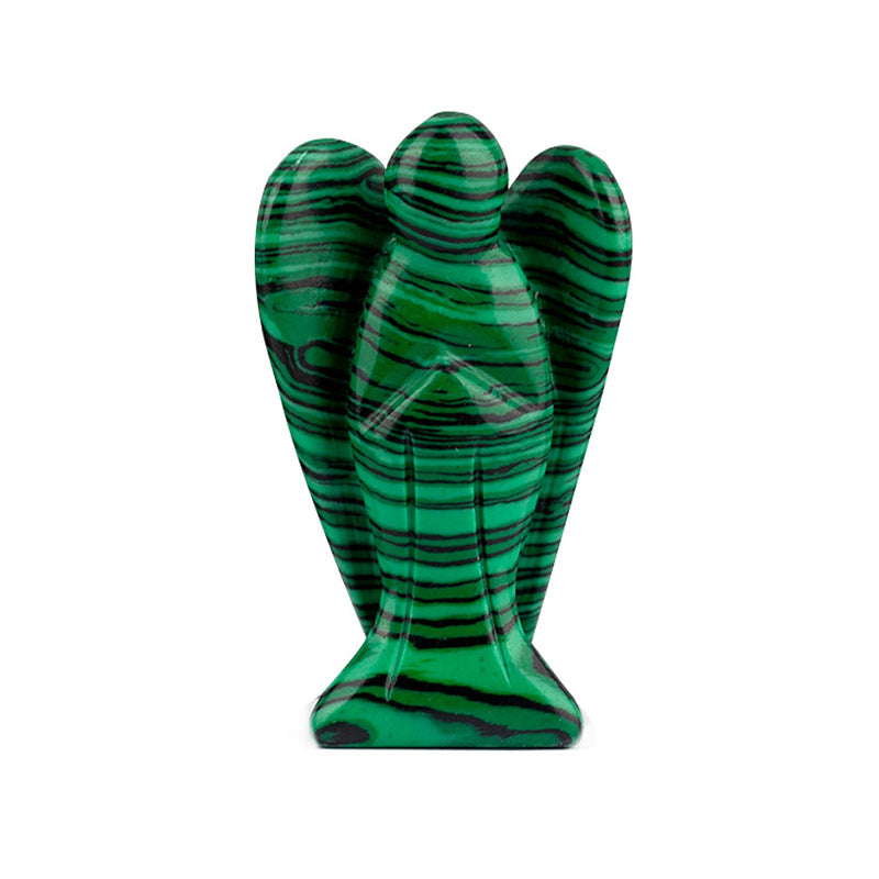 Natural Crystal Angel Figurine Gemstone Energy Keeper, Healing Guardian Decor Amen Artisan