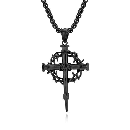Crown of Thorns Nail Cross Necklace