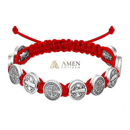 Saint Benedict Braided Cord Bracelet  Amen Artisan