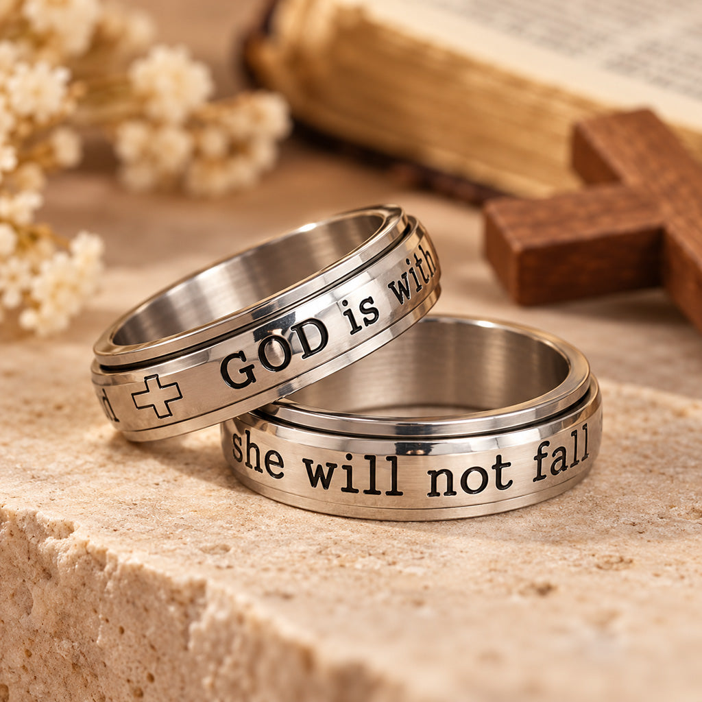 God Is Within Her – Psalm 46:5 Scripture Spinner Ring for Men & Women