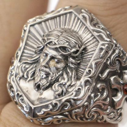 925 Silver Jesus Icon Ring Amen Artisan