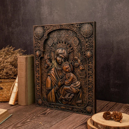 Our Lady of Perpetual Wood Carving Amen Artisan