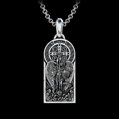 St. Michael & St. Benedict Medal Necklace Amen Artisan