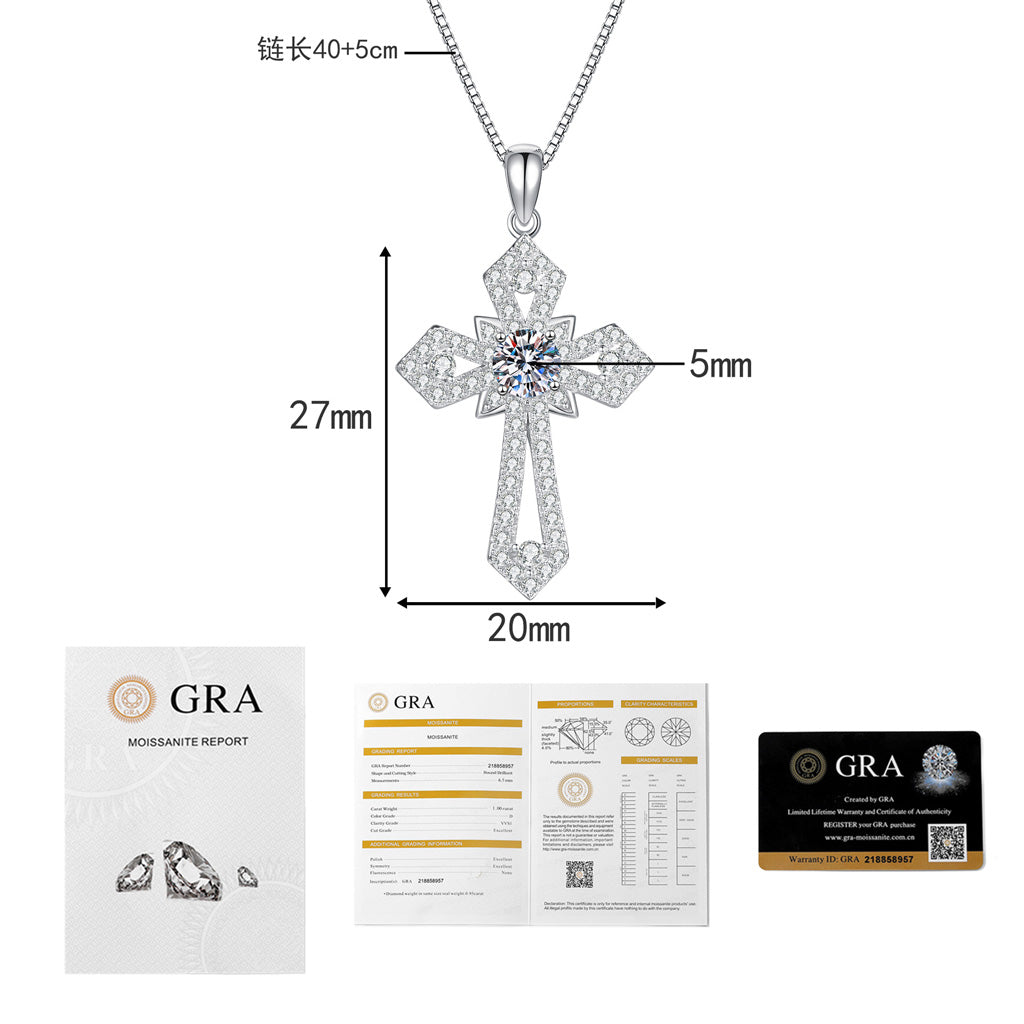 Moissanite Cross Pendant Necklace