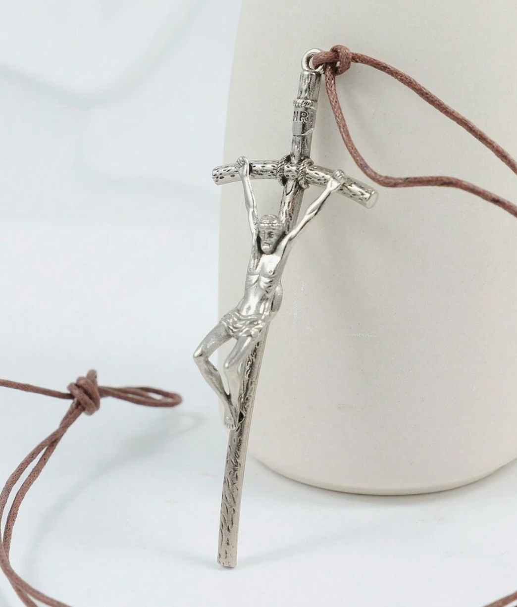 $0.99 Deal Crucifix Pendant with Weathered Cross & Sorrowful Christ Detailing