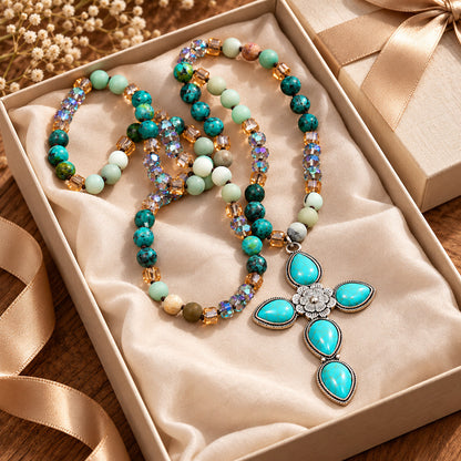 Turquoise Accent Cross Necklace
