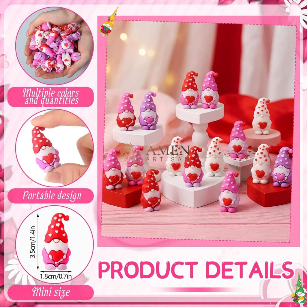 Valentine's Day Mini Gnome Heart Ornaments Amen Artisan