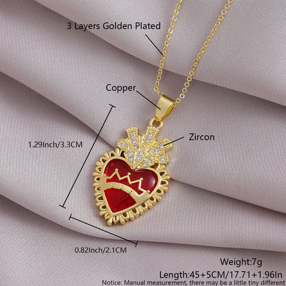 Gold-Plated Gothic Heart CZ Cross Pendant Amen Artisan