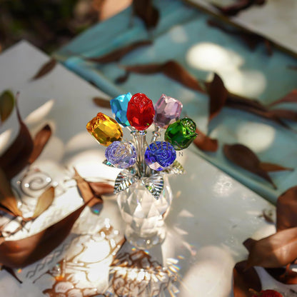 Crystal Colored Rose Figurine  Amen Artisan