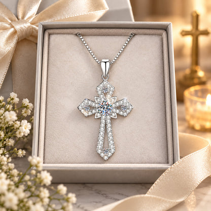 Moissanite Cross Pendant Necklace