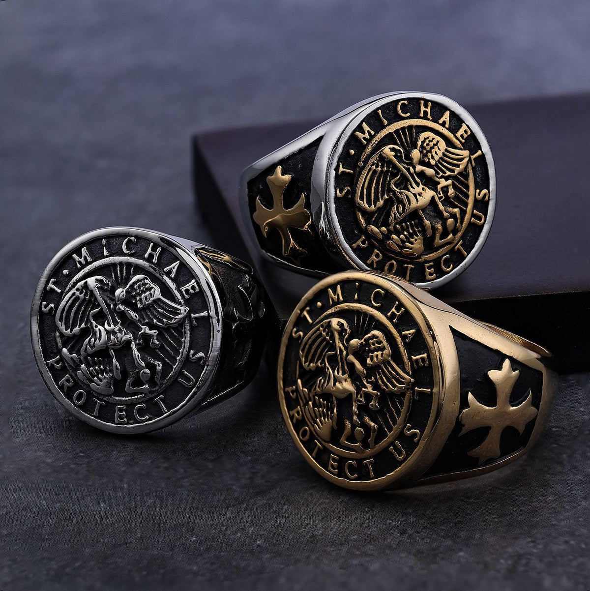 St. Michael Protect Us Round Ring Amen Artisan