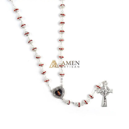 Alloy&Zirconia Bead Crucifix Rosary Amen Artisan