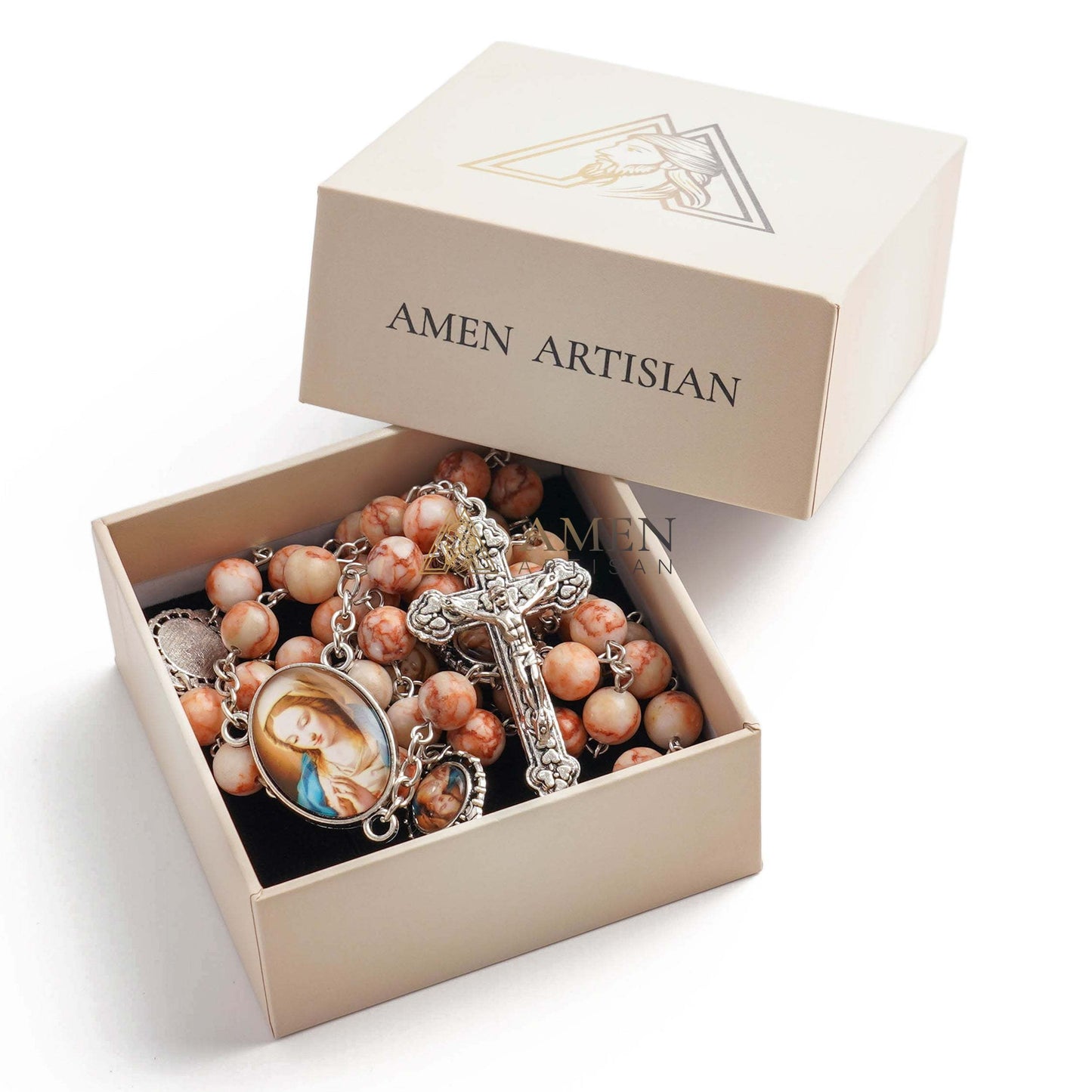Red Vein Jasper Rosary Amen Artisan