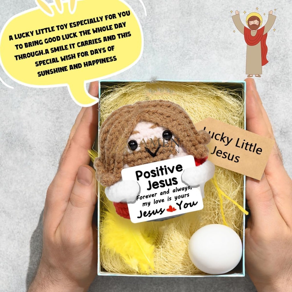 Handmade Positive Jesus Crochet Doll Amen Artisan