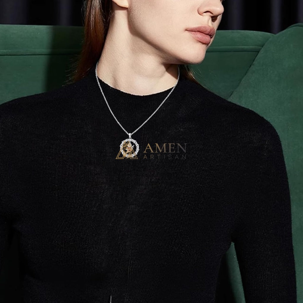 Crown of Thorns Sacred Heart Pendant Necklace Amen Artisan