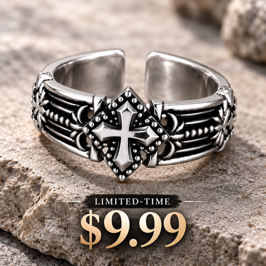 【DEAL TODAY】Adjustable Vintage Cross Ring