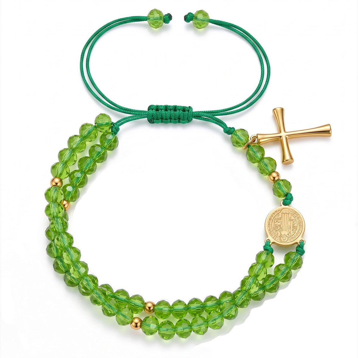 【DEAL TODAY】Adjustable St. Benedict Medal Double-Strand Bracelet with Cross Charm
