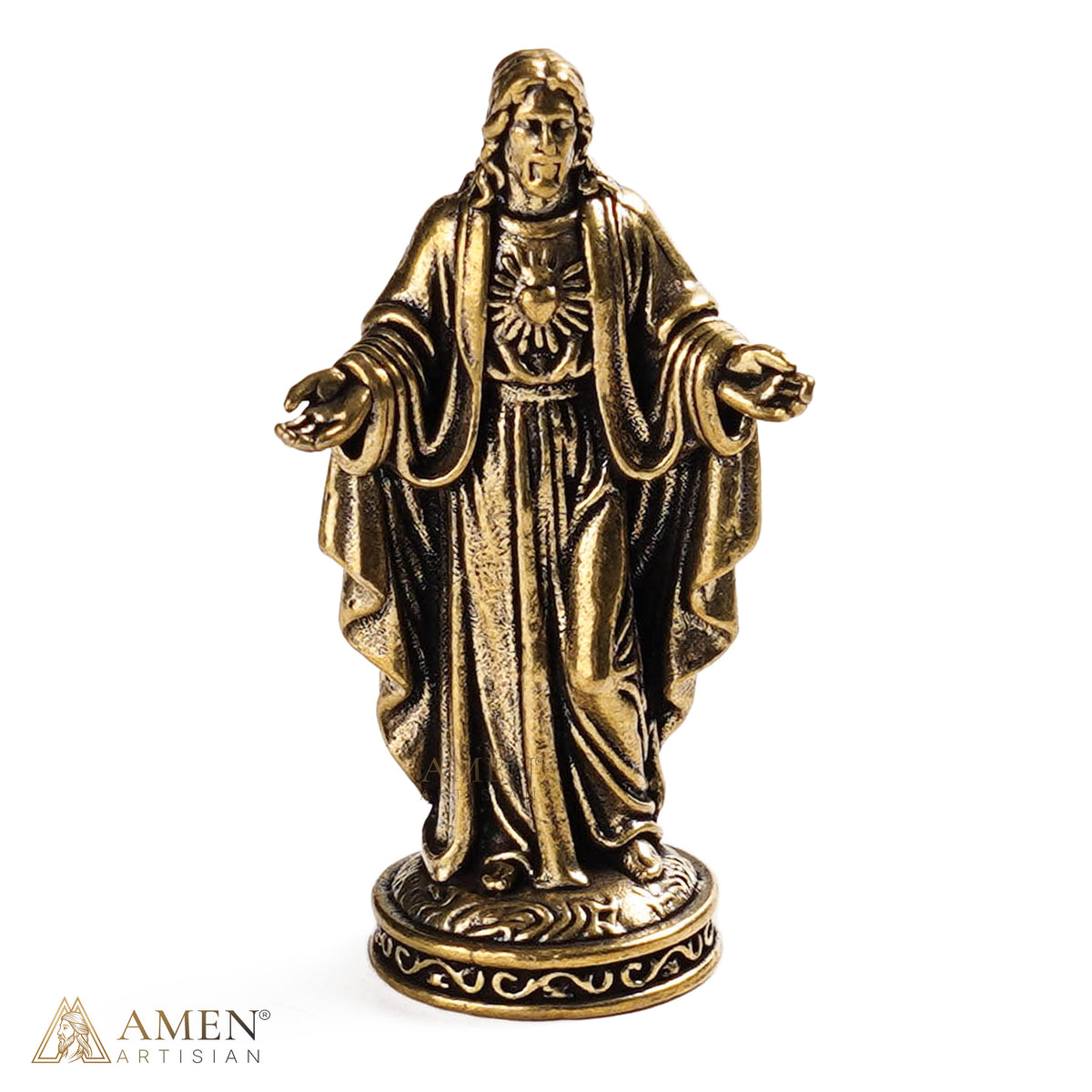 Miniature Brass Jesus & Mary Devotional Statues