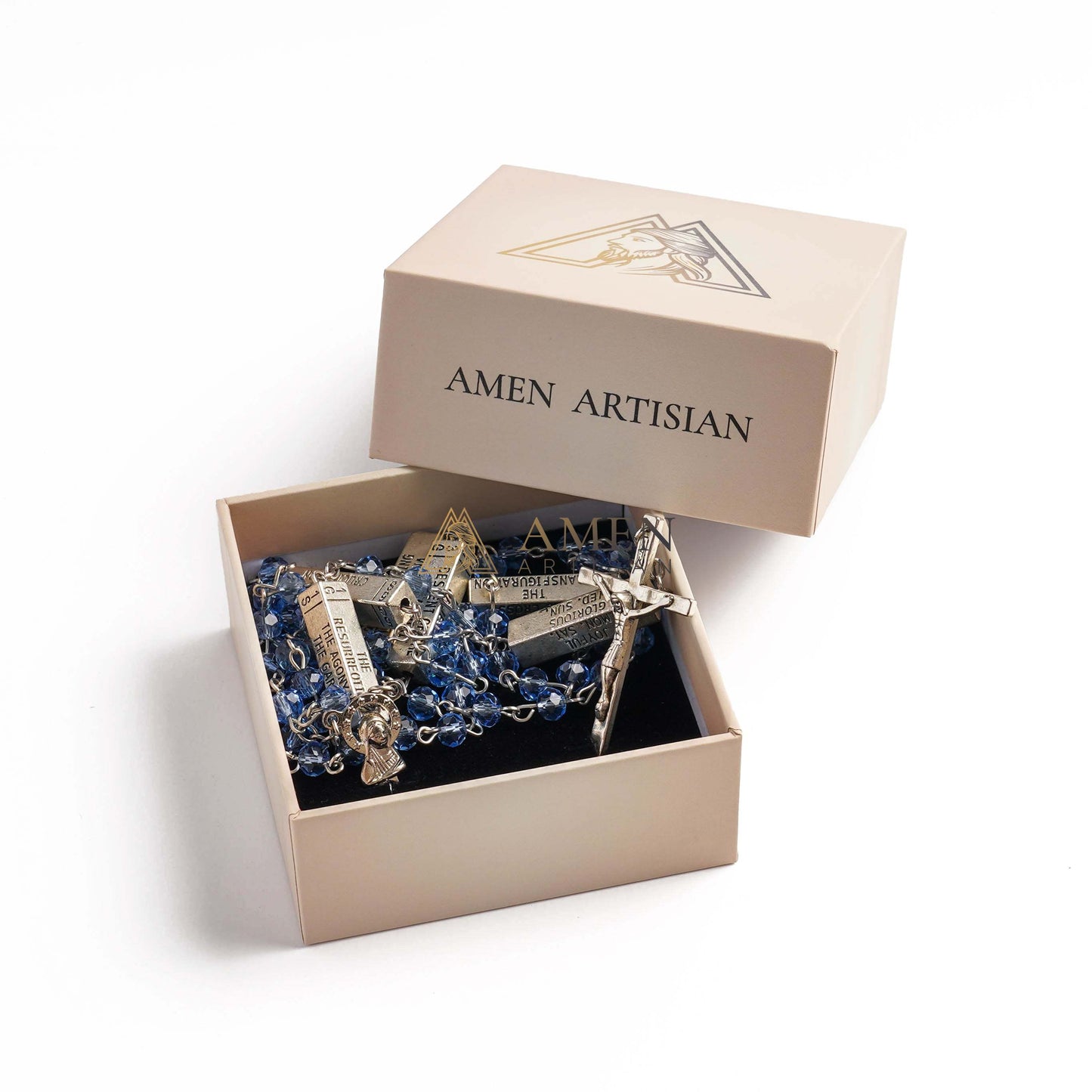 Barra misteriosa grabada del Rosario de los Misterios