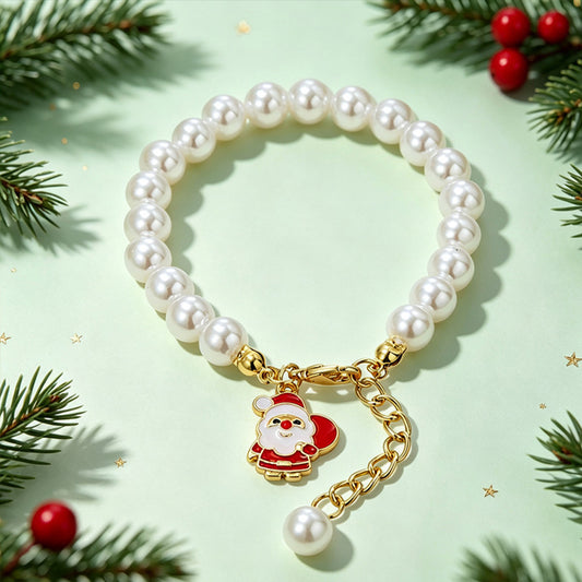 Christmas Pearl-Style Charm Bracelet