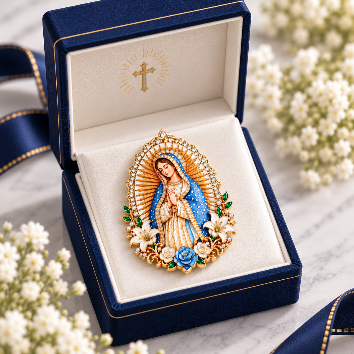 【DEAL TODAY】Our Lady of Guadalupe Floral Brooch