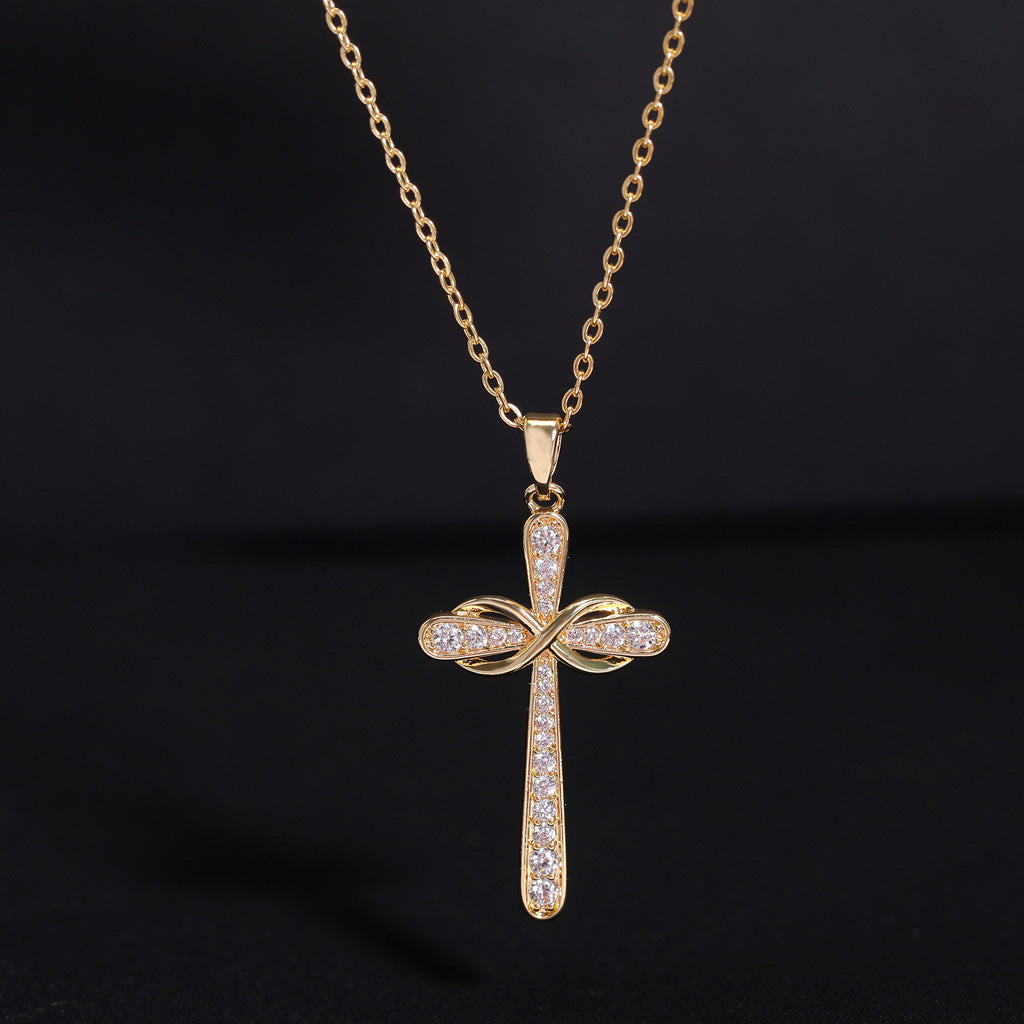 Intertwined Möbius Cross Necklace