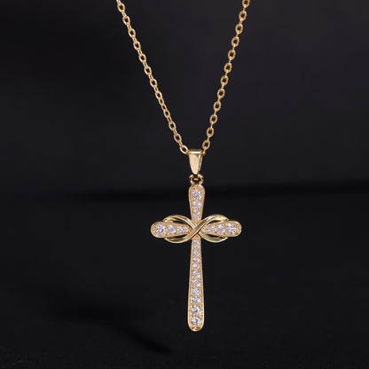 Intertwined Möbius Cross Necklace