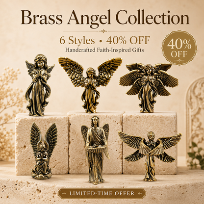Handcrafted Solid Brass Guardian Angel Figurine - Protection, Peace & Blessing |  Amen Artisan