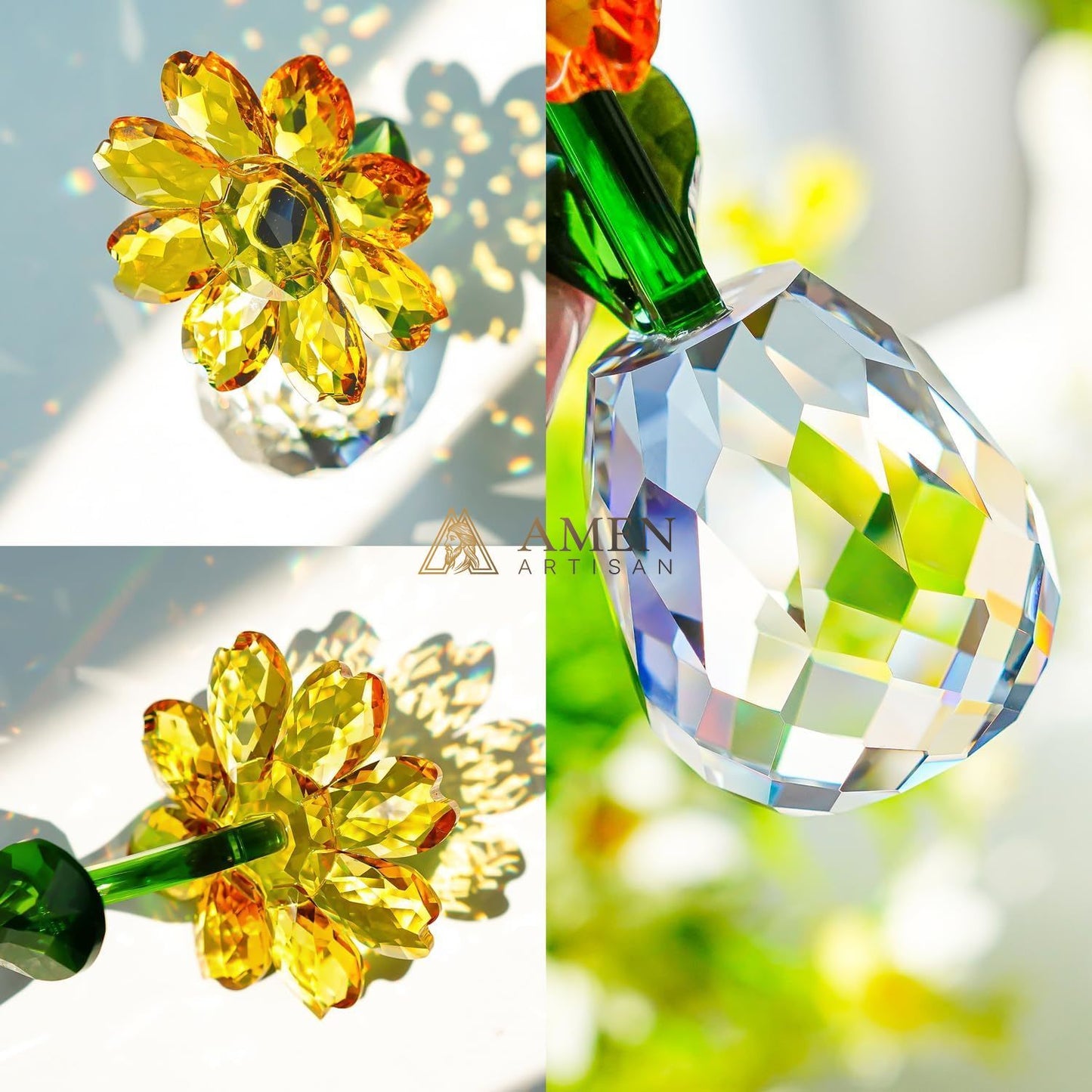 Crystal Sunflower Figurine Amen Artisan