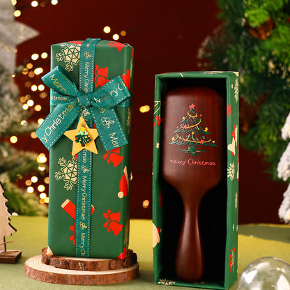 Christmas Wooden Paddle Hair Brush
