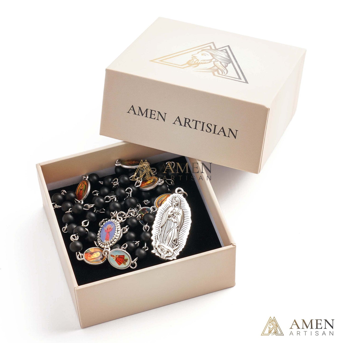 Black Onyx Chaplet of the Seven Sorrows of Mary Amen Artisan