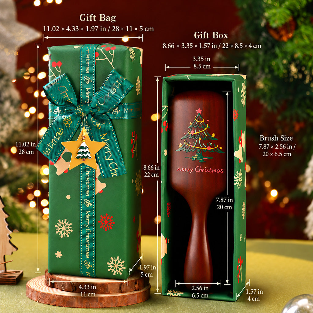 Christmas Wooden Paddle Hair Brush
