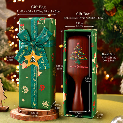 Christmas Wooden Paddle Hair Brush