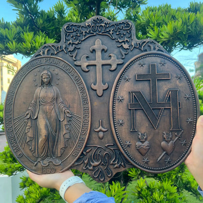 Miracle Medal Wood Carving