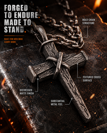 【Deal Today】Heavy Dragon Bone Chain Cross Necklace - Resilience, Faith & Sacred Protection |  Amen Artisan
