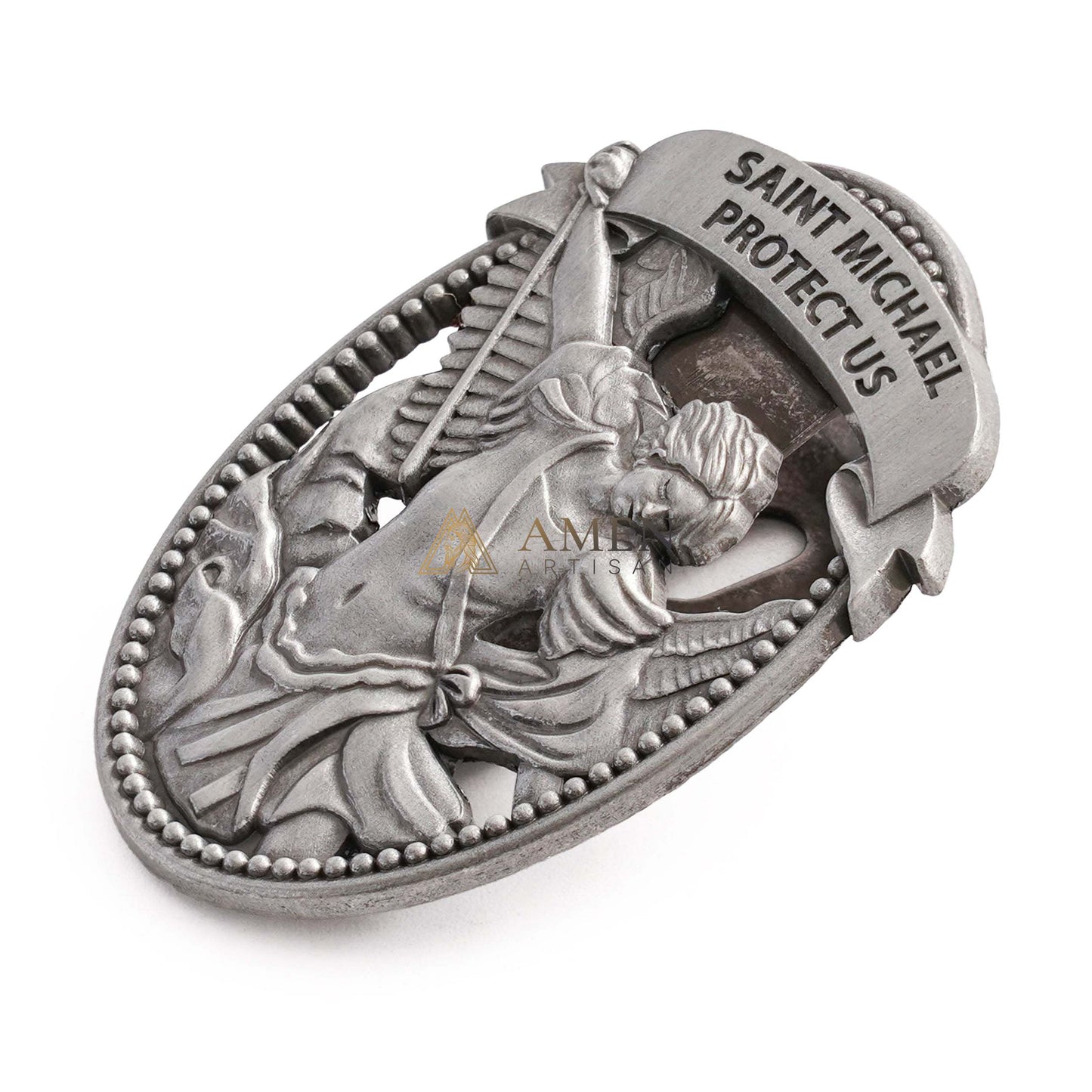St Michael Medal Car Clip Amen Artisan