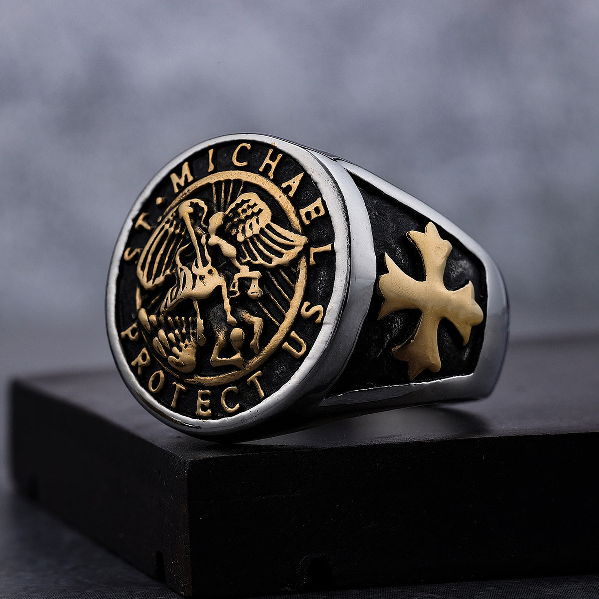 St. Michael Protect Us Round Ring Amen Artisan