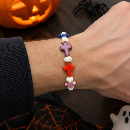 Colorful Cross Rosary Bracelet – Multicolor Faith Beads | Amen Artisan