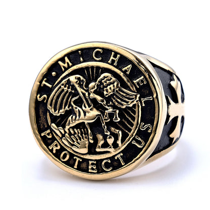 St. Michael Protect Us Round Ring Amen Artisan