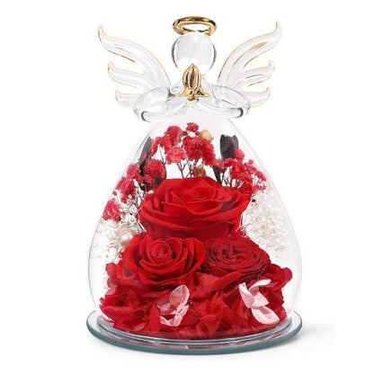 Little Angel Glass Dome with Preserved Rose Amen Artisan