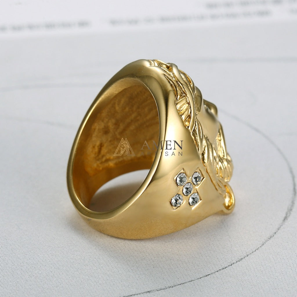 Zircon Jesus Crown of Thorns Ring Amen Artisan