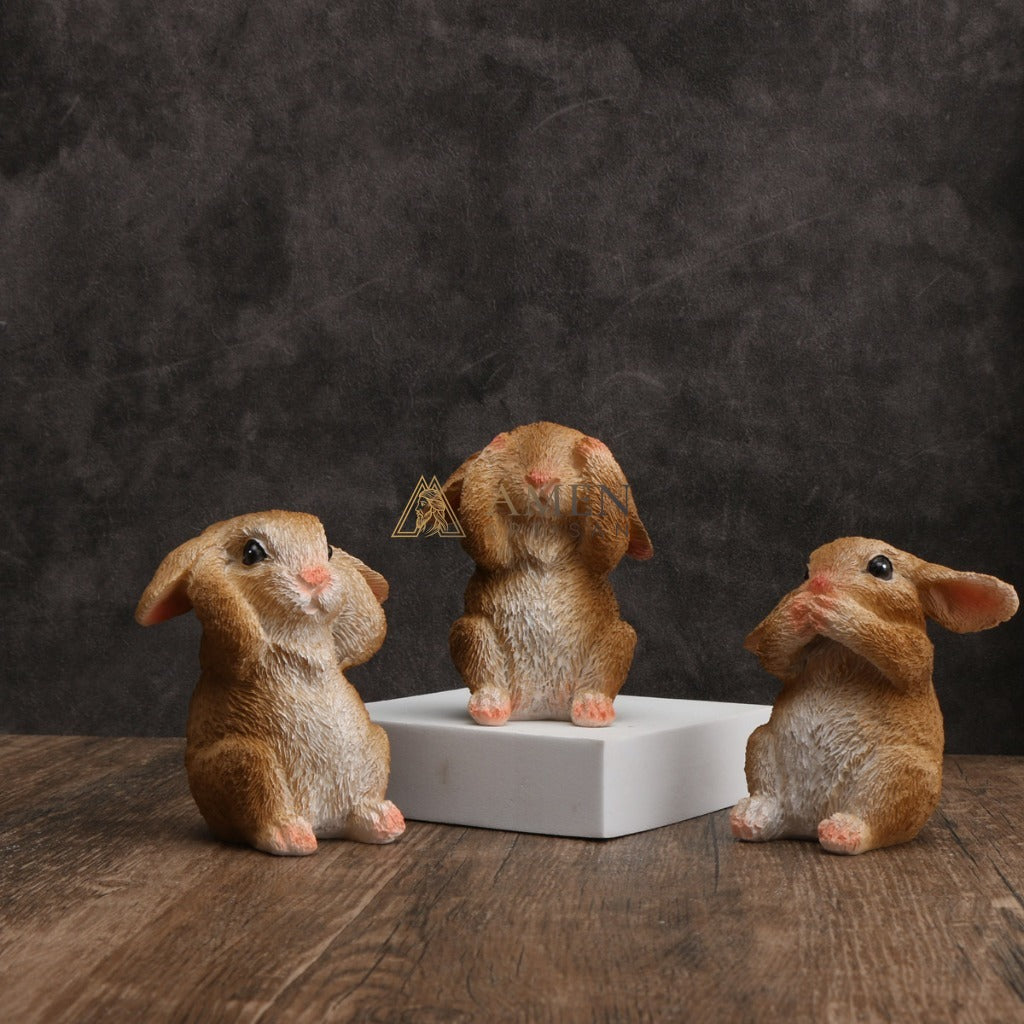 Easter Bunny Figurine Set Amen Artisan