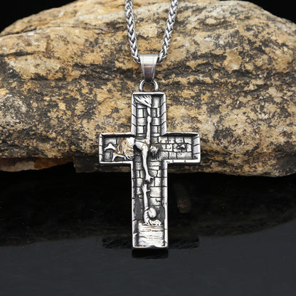 Vintage Cross Pendant Necklace Amen Artisan