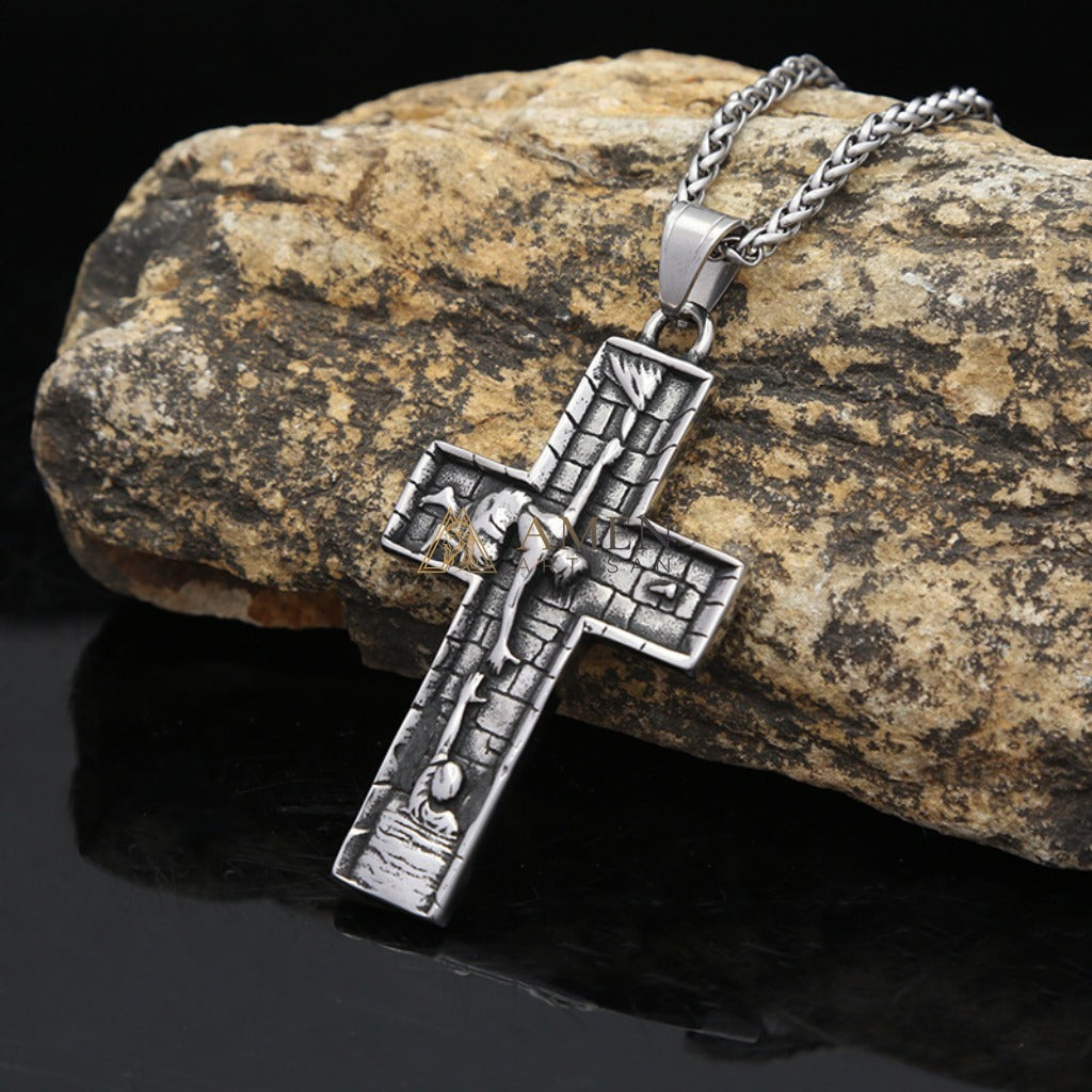 Vintage Cross Pendant Necklace Amen Artisan