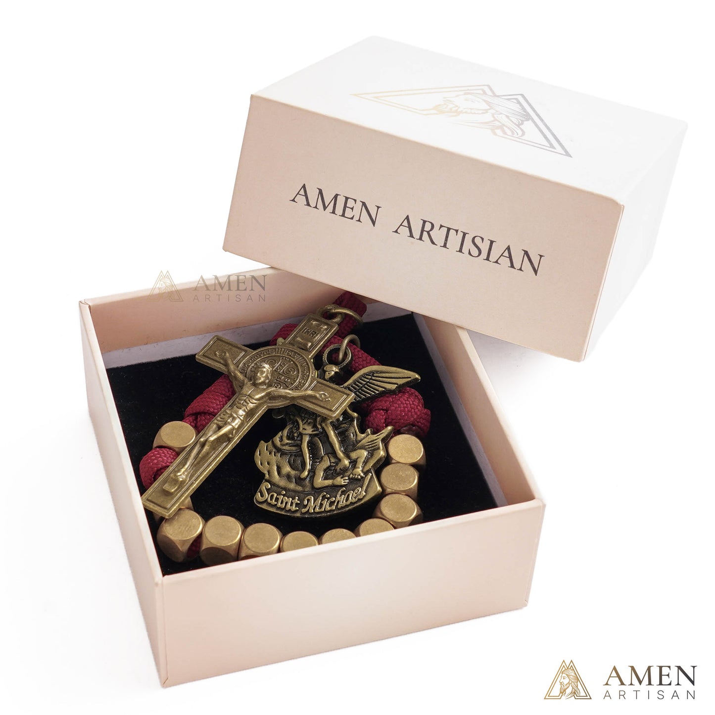 【DEAL TODAY】Burgundy Clip-On Pocket Decade Rosary with Crucifix and Our Lady Medal