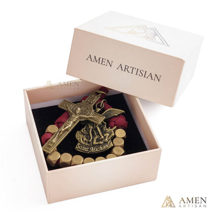 【DEAL TODAY】Burgundy Clip-On Pocket Decade Rosary with Crucifix and Our Lady Medal