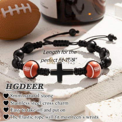 Cross Football Braided Bracelet Amen Artisan