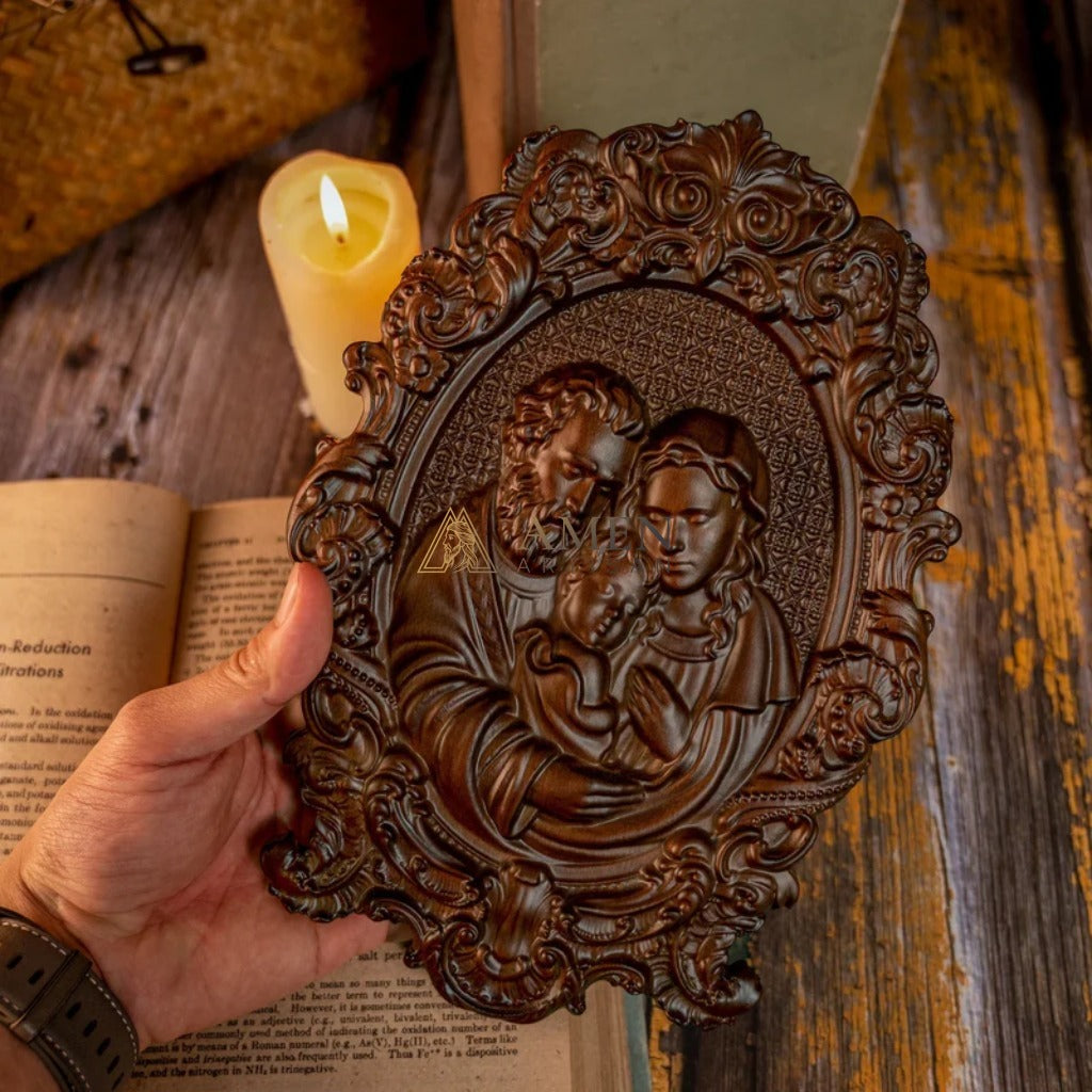 Holy Family Wood Carving