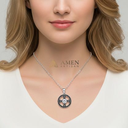 Zircon Cross Pendant Necklace Amen Artisan