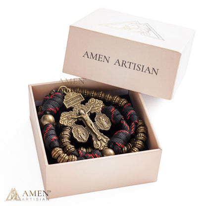 A Steady Rhythm of Prayer — Bronze Paracord Rosary with Smooth-Turning Beads